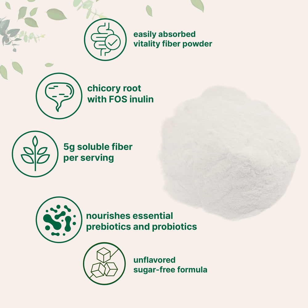 Unflavored, vegan-friendly Vitality Prebiotic Fiber Powder