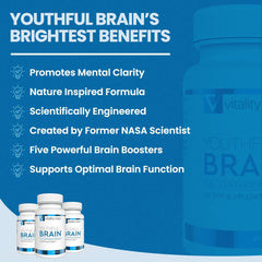 Vitality Now Youthful Brain product packaging and bottle.