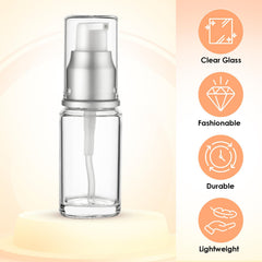VitalUp clear glass cosmetics bottle showcases contents neatly.