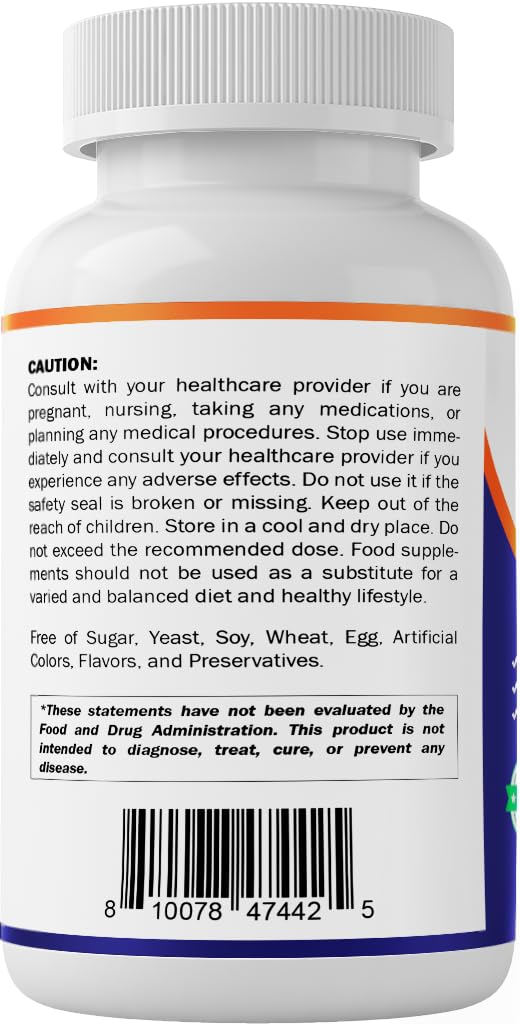 Nutrition facts panel showing supplement facts