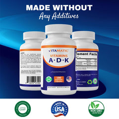 Ingredients panel for Vitamatic ADK Vitamin Supplement