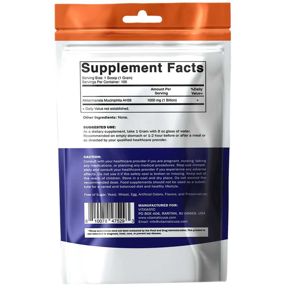 Lab-tested quality image for Vitamatic Akkermansia Muciniphila powder