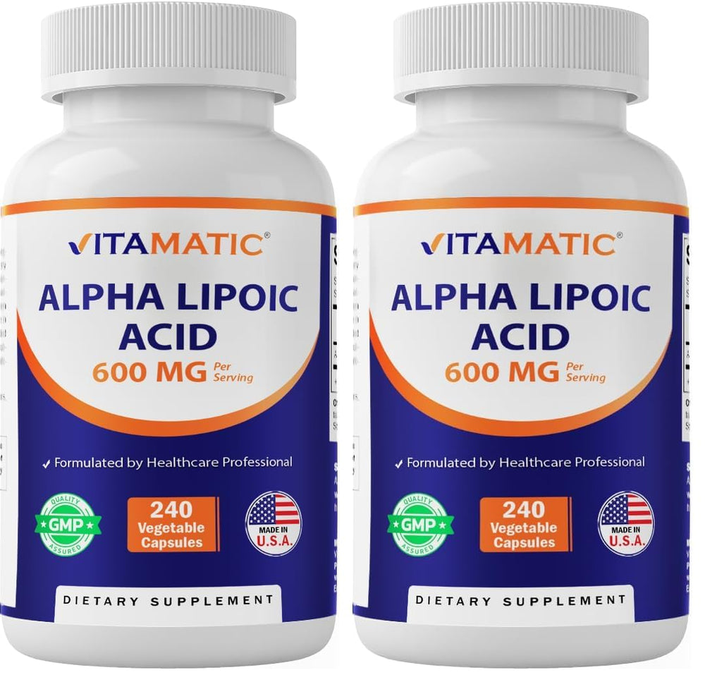 Bottle of Vitamatic Alpha Lipoic Acid 600mg per serving