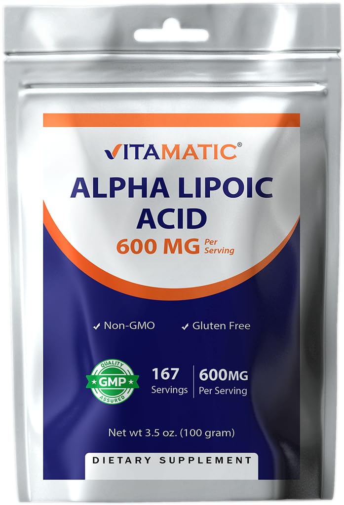 Vitamatic Pure Alpha Lipoic Acid 600mg per serving label