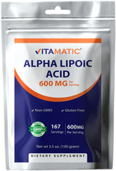 Vitamatic Pure Alpha Lipoic Acid 600mg per serving label