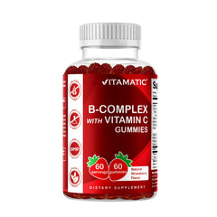 Vitamatic Vitamin B Complex Gummies bottle with Natural Strawberry flavor