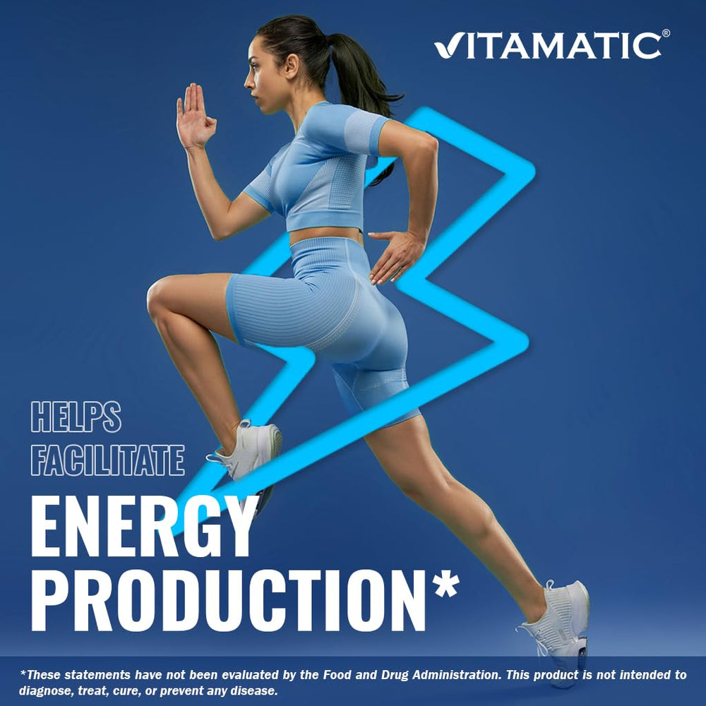 Label highlights Non-GMO and Gluten Free on Vitamatic B12 bottle