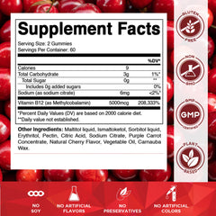 Close-up of Vitamatic B12 methylcobalamin gummies in natural cherry flavor (1)