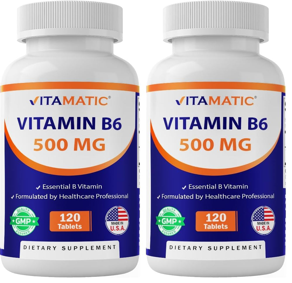 Vitamatic Vitamin B6 500 mg Pyridoxine HCI bottle with label