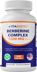 Vitamatic Berberine with Ceylon Cinnamon bottle label