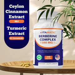 Ceylon cinnamon sticks and turmeric powder beside the bottle