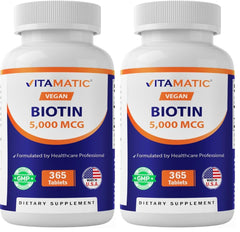 Vitamatic Biotin 5000mcg 365 vegan tablets – pack of 2 (hero image)