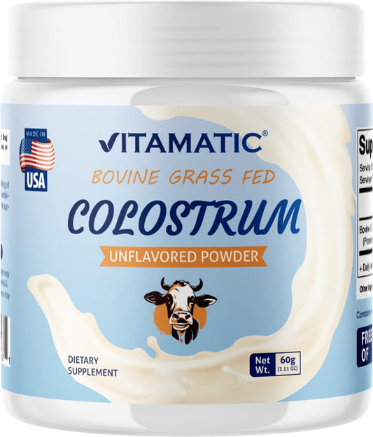 Vitamatic Bovine Colostrum 60g container front view