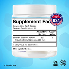 Scoop showing a 2g serving of Vitamatic colostrum powder