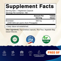 Close-up of Bromelain 500mg tablet – 2400 GDU/g
