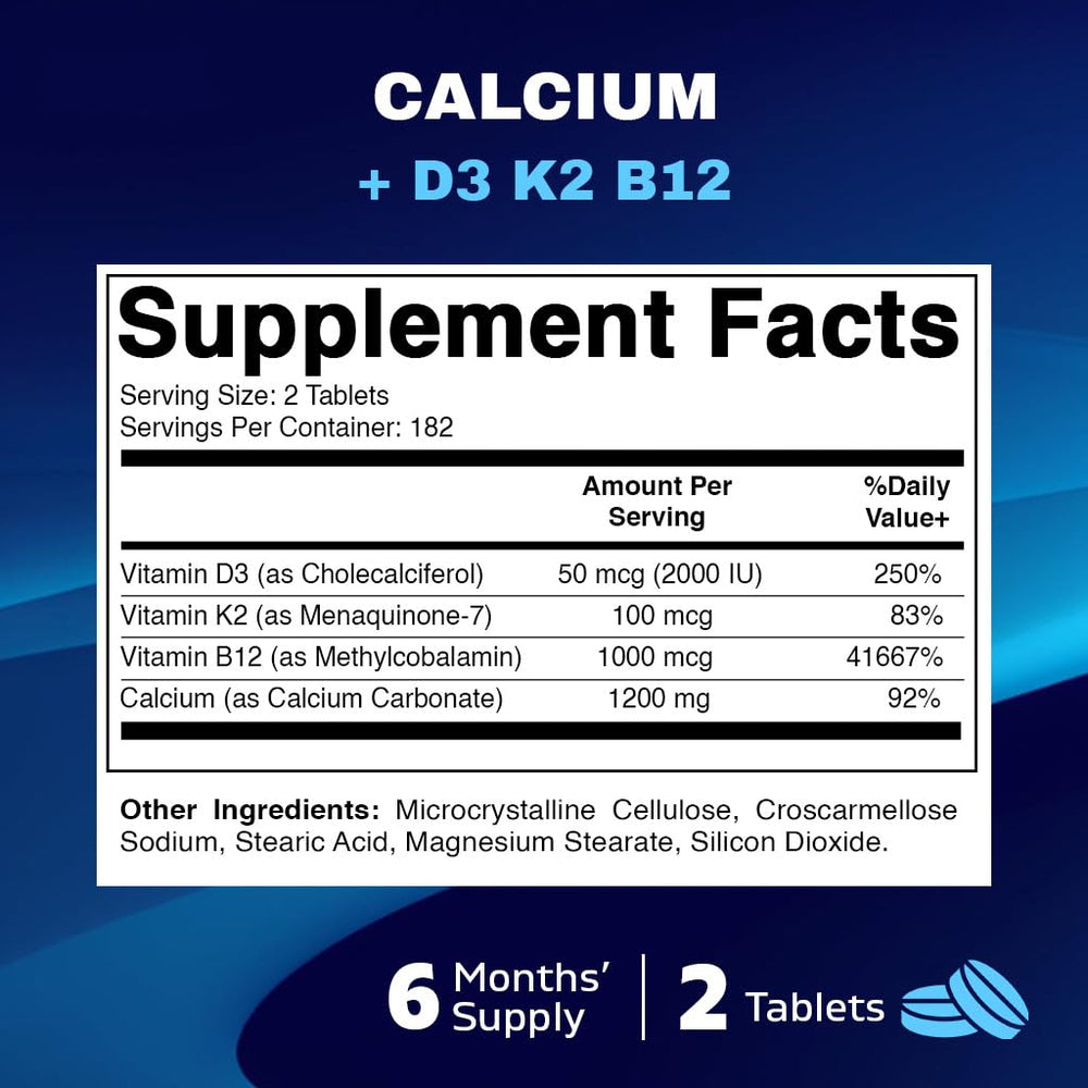 Vitamatic Calcium 1200mg bottle – back label