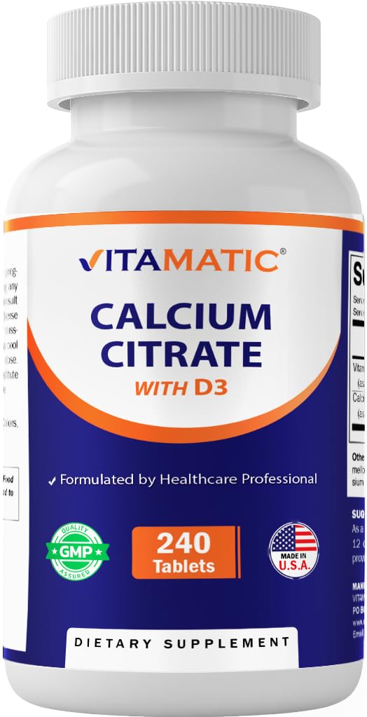 Front view of Vitamatic Calcium Citrate with Vitamin D3 bottle