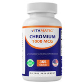 Vitamatic Chromium 1000 mcg bottle label - front