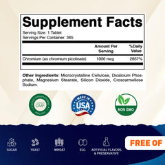 Vitamatic Chromium 1000 mcg bottle side view