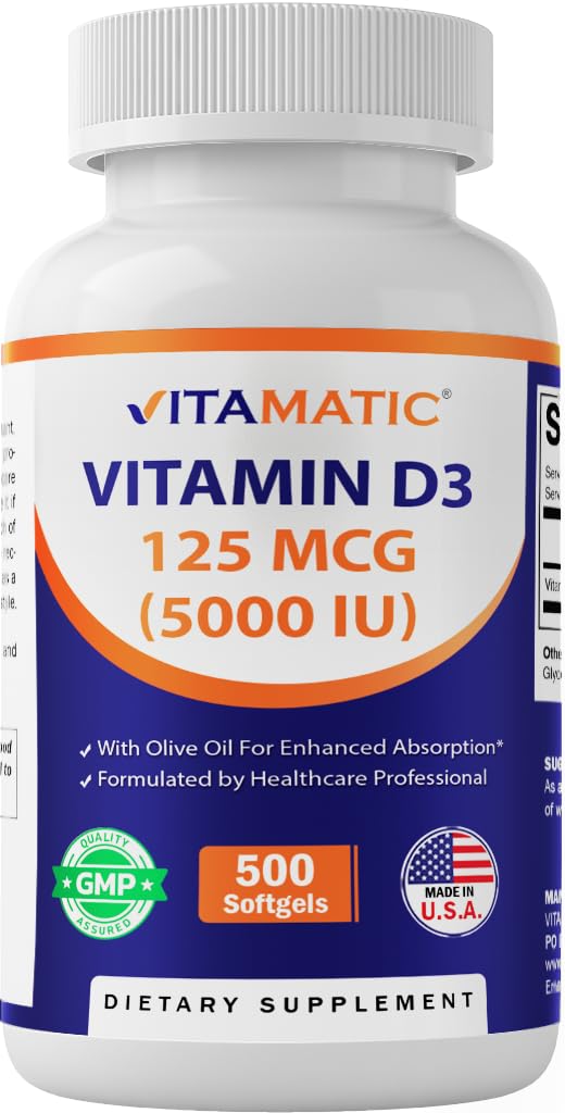 Vitamatic Vitamin D3 5000 IU bottle – front view