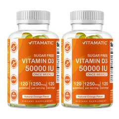 Front view of Vitamatic Sugar Free Vitamin D3 50,000 IU 2-pack gummies