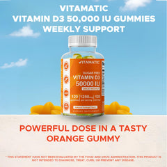 Nutritional facts panel for Vitamatic D3 gummies