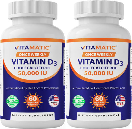 Vitamatic D3 50K IU two-pack packaging