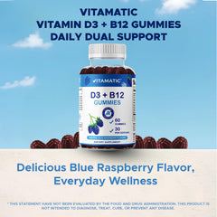 Close-up of blue raspberry Vitamatic gummies