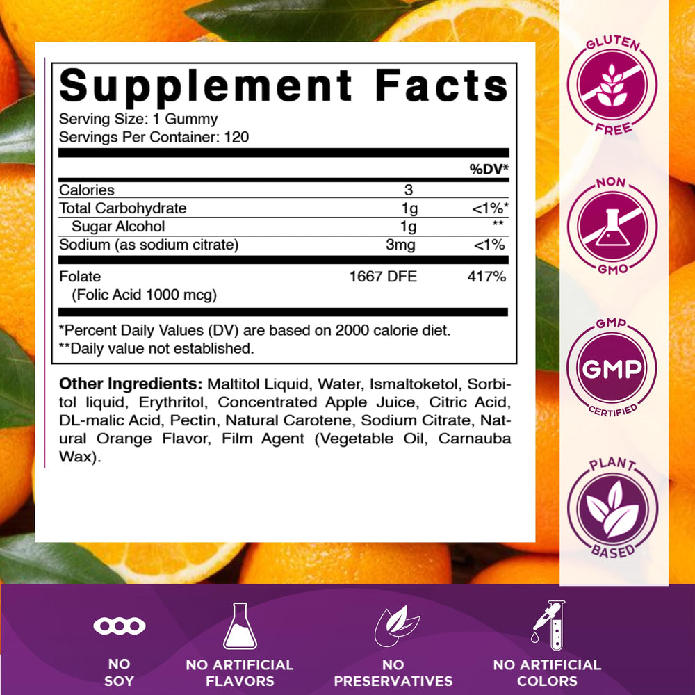 Vitamatic Folic Acid Gummies bottle angled view