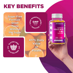 Close-up of Vitamatic Folic Acid Gummies gummies