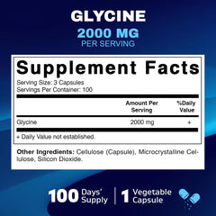 Close-up of Glycine 2000mg per serving on label