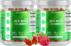 Raspberry-flavored Vitamatic Sea Moss Gummies close-up