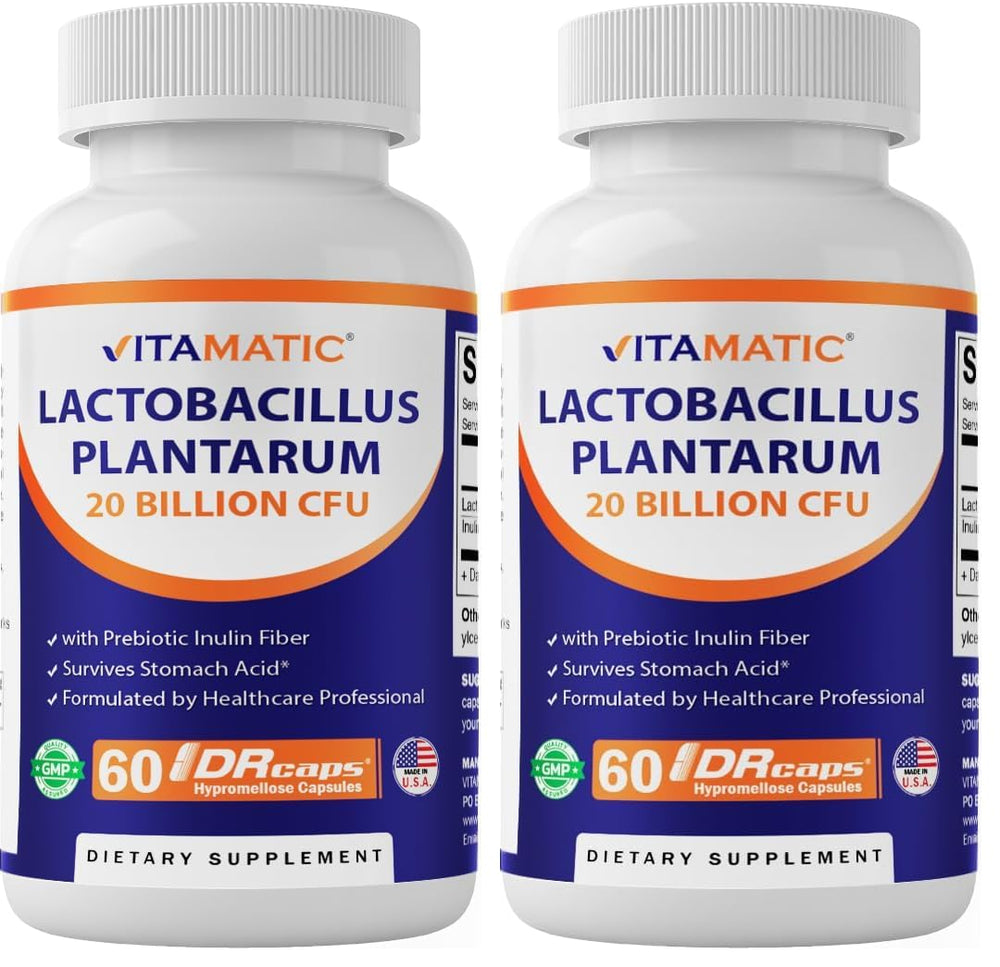 Vitamatic Lactobacillus Plantarum bottle with 60-count pack of 2