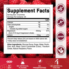 Close-up of raspberry-flavored magnesium gummies