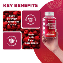 Daily serving of 60 vegan magnesium gummies on a white background