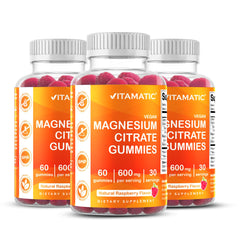 Vitamatic Magnesium Gummies 600 mg per serving front of 3-pack