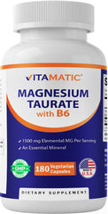Vitamatic Magnesium Taurate 1500 mg per serving label