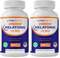 Vitamatic Melatonin 10 mg Tablets Berry Flavor – Pack 2 Front View
