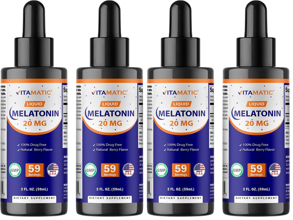 Vitamatic Melatonin 20mg liquid drops berry bottle front view
