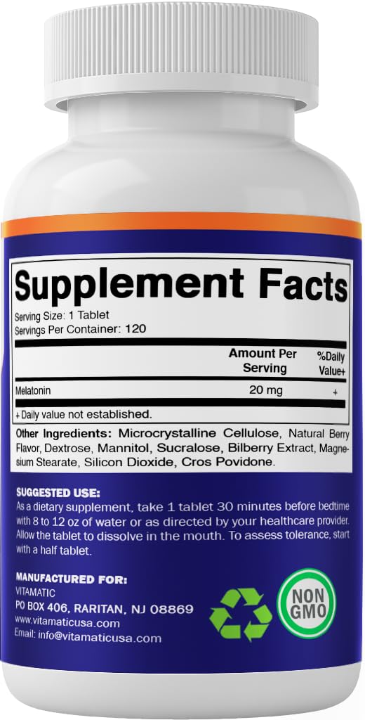 Close-up of bottle cap and label on Vitamatic Melatonin