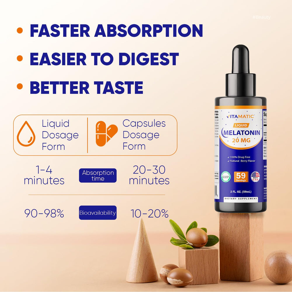 Vitamatic Melatonin Berry Drops label detail communicates non-GMO and vegetarian formulation.