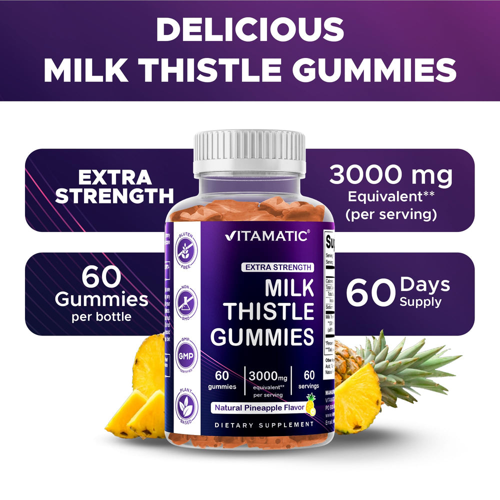 Infographic showing 50:1 Milk Thistle Extract equaling 200 mg per serving