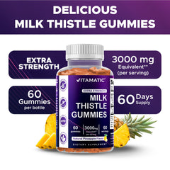 Infographic showing 50:1 Milk Thistle Extract equaling 200 mg per serving