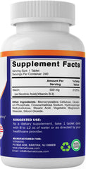 Made in USA GMP standards emblem with Vitamatic Niacin