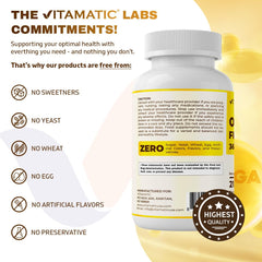 Side view of Vitamatic triple strength omega-3 bottle