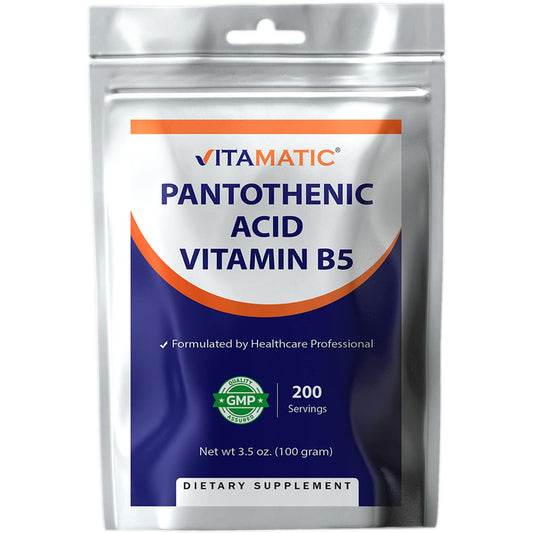 Vitamatic Pantothenic Acid powder container label
