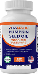 Vitamatic Pumpkin Seed Oil Softgels bottle - 180 count