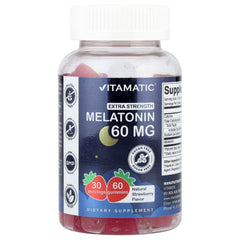 Vitamatic Sugar Free Melatonin Gummies bottle with strawberry flavor