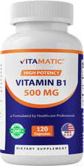 Vitamatic Vitamin B1 Thiamine 500mg bottle – hero image