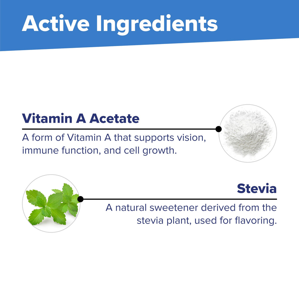 Supplement facts label for Vitamin A 10,000 IU MicroLingual